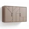 Geometric design wall-mounted storage cabinet with four doors in beige 150 x 30 x 70cm