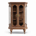 Wooden display cabinet with glass doors and shelves 80 x 40 x 120cm