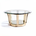 Glass coffee table with metal base and decorative accents 80 x 80 x 40cm