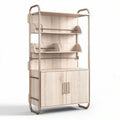 Wooden bookshelf with metal frame in beige 90 x 40 x 180cm for storage and display