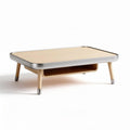 Wood and metal coffee table with storage shelf 90 x 60 x 40cm natural finish
