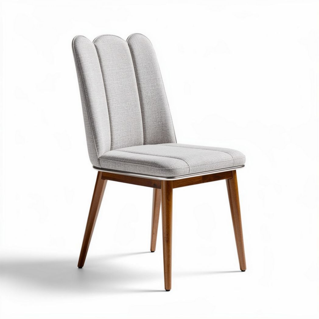 Upholstered dining chair with wooden legs in gray fabric 45 x 50 x 90cm