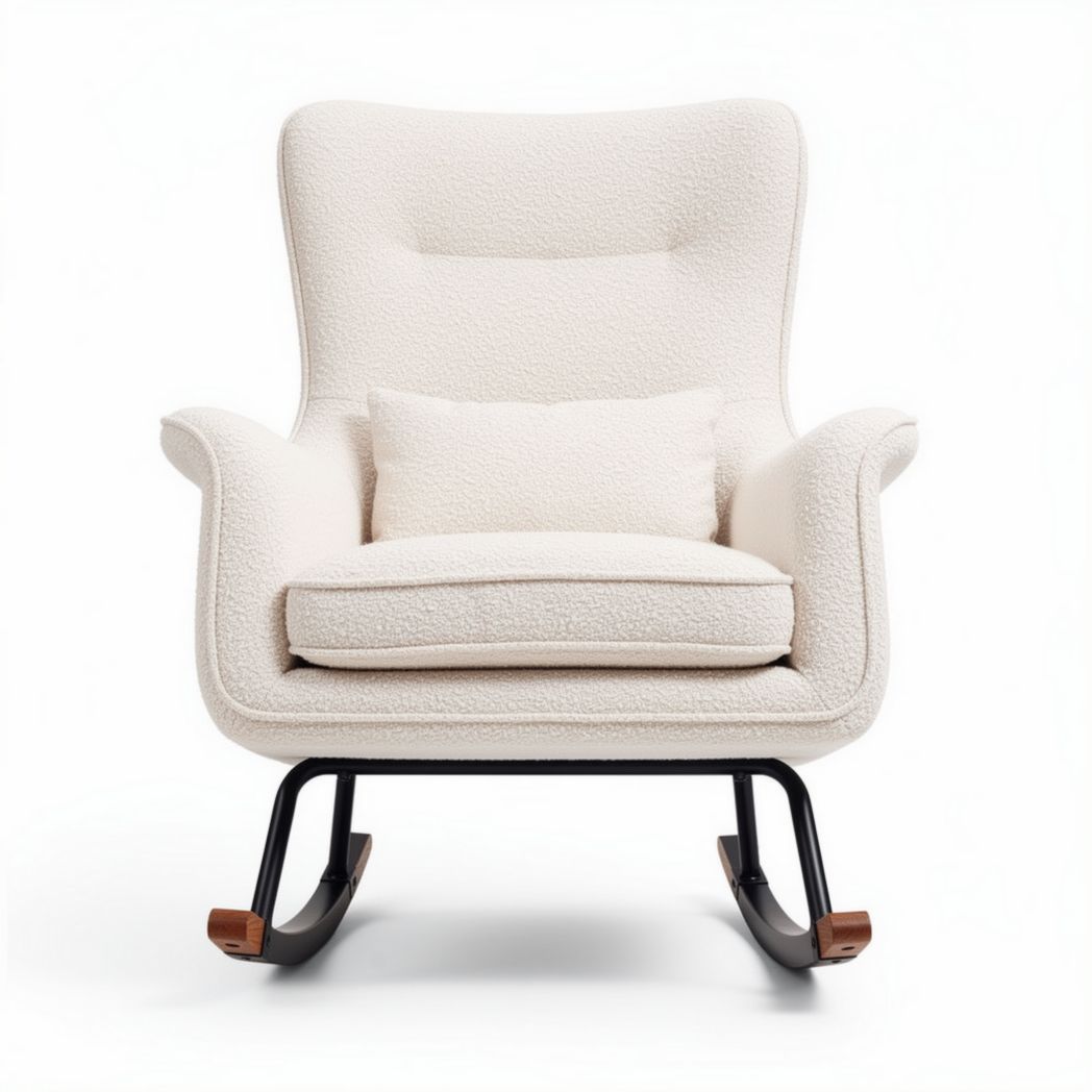 Rocking chair with soft fabric upholstery and wooden accents 80 x 80 x 90cm