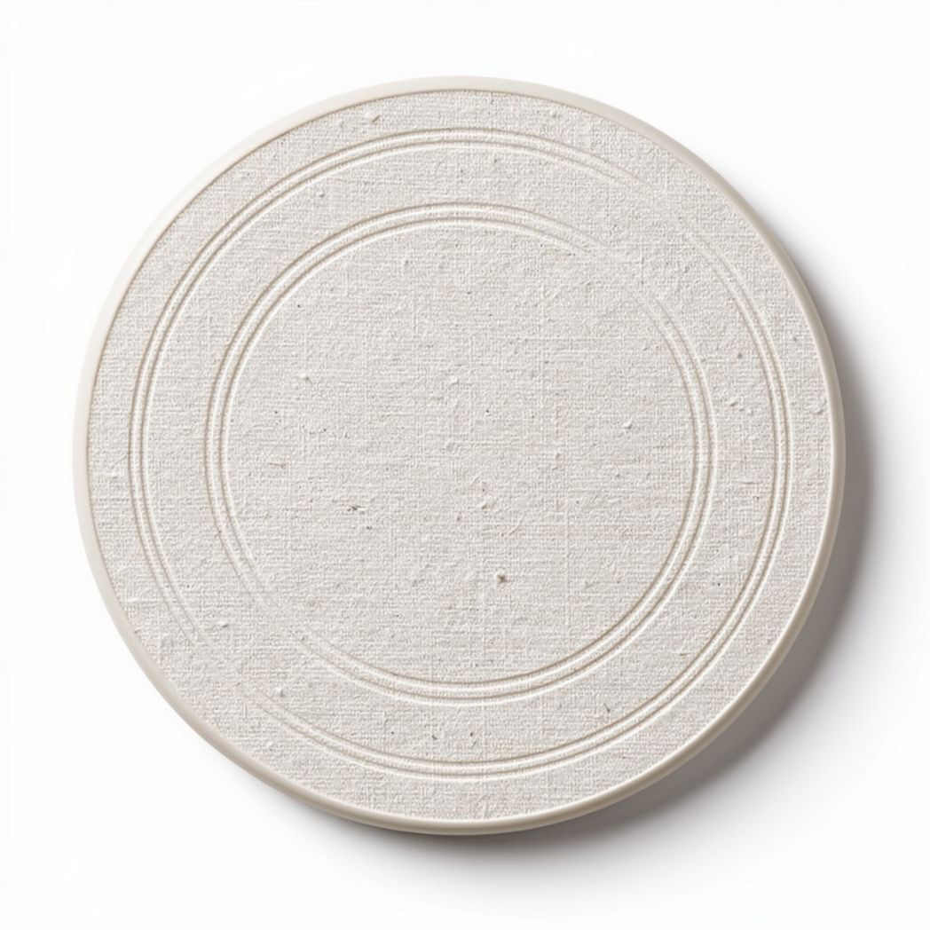Round textured plate in off-white color for serving and display 20 x 20 x 1cm