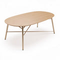 Oval coffee table with wooden top and metal legs 120 x 60 x 45cm
