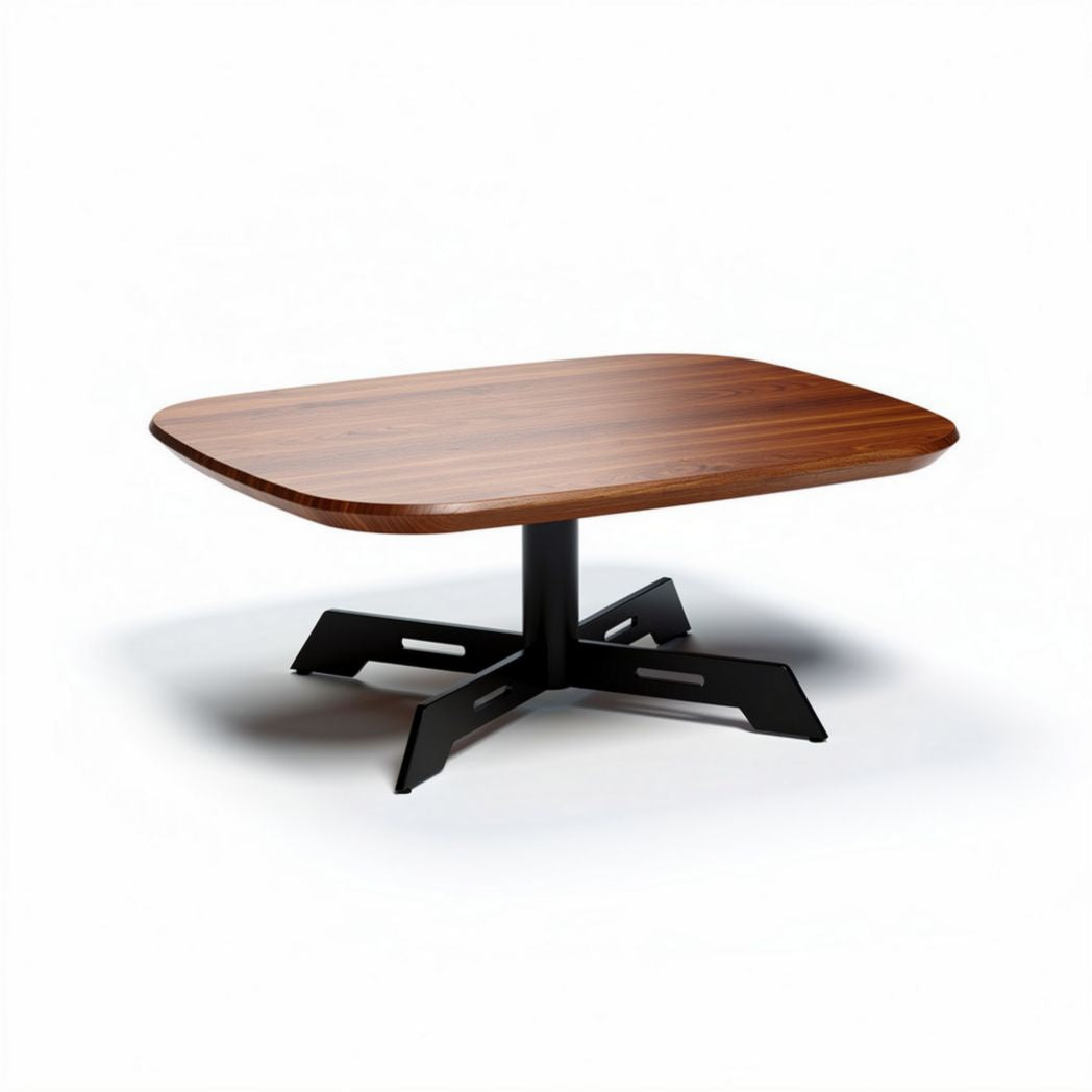 Wooden coffee table with black metal base 120 x 80 x 40cm