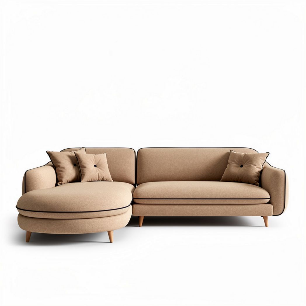 Modern fabric sectional sofa in beige with removable cushions 210 x 90 x 85cm