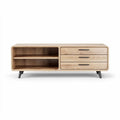 Wooden media console with three drawers and open storage space 150 x 40 x 50cm